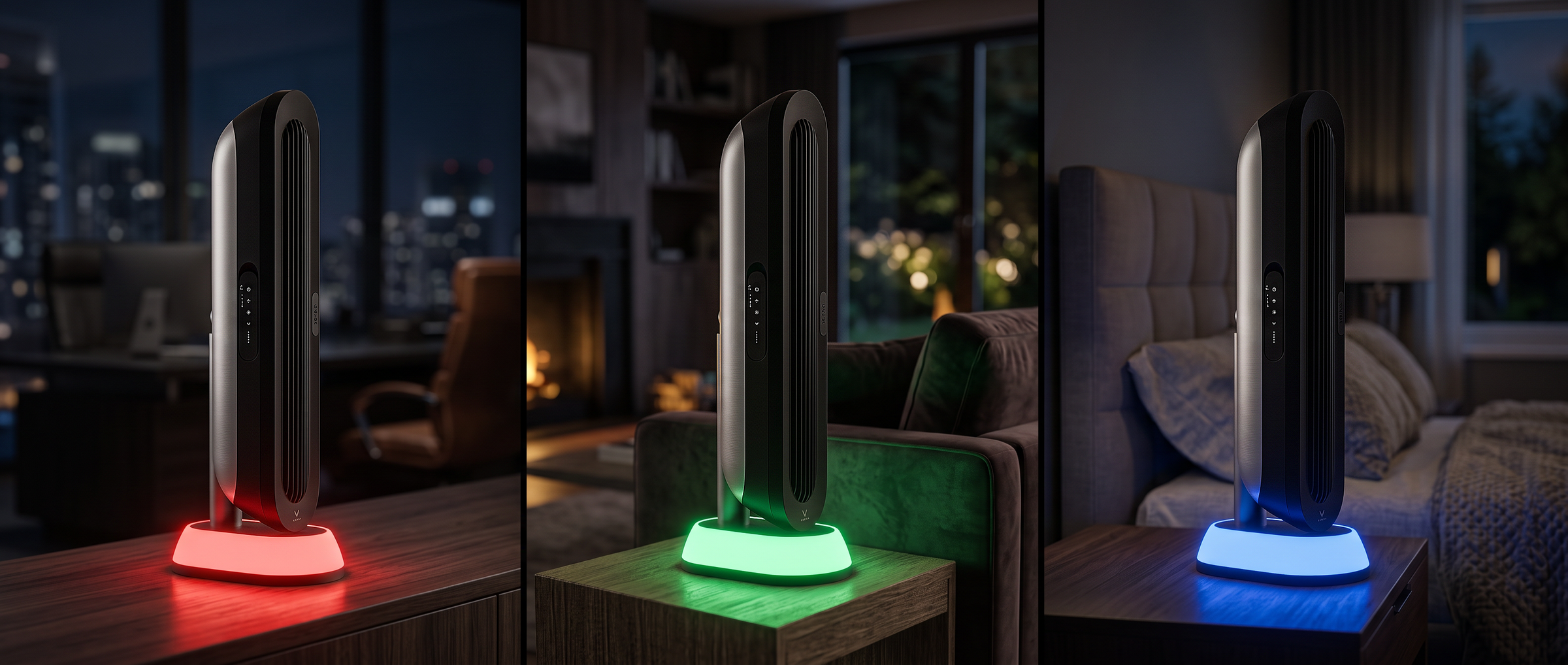 Tower fan lighting scenes